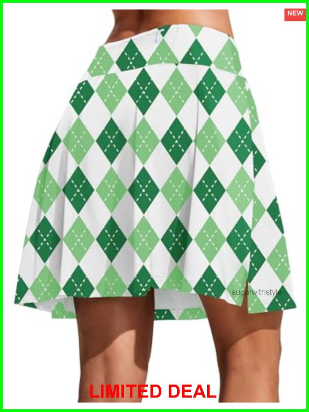 18" Knee Length Pleated Golf Skort High Waist with 4 Pockets